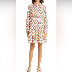 SALONI Multicolor Geometric Poplin Long Sleeve Dress